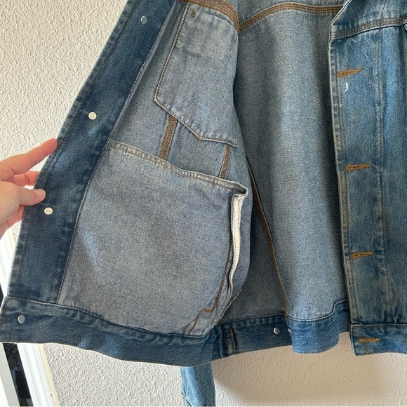 VTG WoodLake Men’s Chore Trucker Jacket XL Leather Denim Rodeo Cowboy Barn Work - Picture 15 of 16